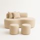 Conjunto Sofá Curvo Orgânico + 2Puffs Nature Gaia Boucle Bege - Montanaris Decor