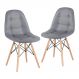 Kit 2 cadeiras estofadas Charles Eames Eiffel Botonê com pés de madeira clara Cinza escuro
