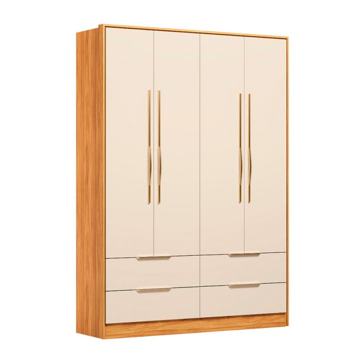 Guarda-roupa Casal Domo 4 Portas 4 Gavetas  Cinnamon E Off White