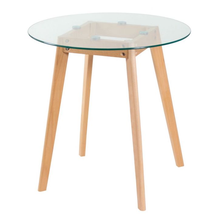Mesa de jantar redonda Leda com tampo de vidro 70 cm Incolor