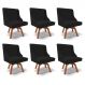 Kit 6 Cadeiras Decorativas Sala de Jantar Base Giratória de Madeira Firenze Linho Preto/Natural G19 - Gran Belo