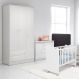 Conjunto Infantil Aurora Branco: Berço Aurora + Kit Rodízios + Cômoda Aurora + Guarda-Roupa Aurora