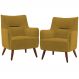 Kit 02 Poltronas Decorativa Fixa Pés de Madeira Isabella D02 Veludo Mostarda C-260 - Lyam Decor