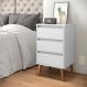 Mesa de Cabeceira Quarto Retro Wood 3 Gavetas Branco