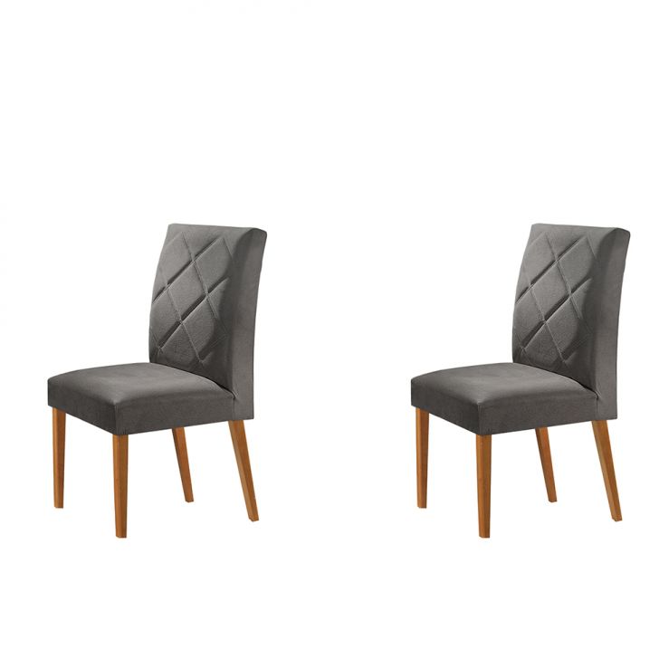 Conjunto com 2 Cadeiras de Jantar Aurora Grafite