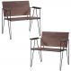 Kit 2 Poltronas Decorativas Base Aço Preto I04 Madeira Taeda Castanho Dmobiliario
