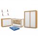 Dormitório Tutto New 2 Portas, Cômoda 1 Porta, Berço Branco Soft/Freijó com Colchão e Prateleiras - Matic Móveis