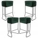 Kit 04 Banquetas Decorativas Fixa Base de Aço Preto Betina D02 Linho Verde Musgo C-117 - Lyam Decor