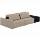 Sofá Ilha Modular Para Sala 232cm com Puff Dublin K01 Linho Bege e Sintético Preto - Lyam Decor