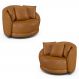 Kit 2 Poltronas Decorativas Base Giratória Galáxia com Almofadas PU Caramelo G45 - Gran Belo