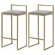 Kit 2 Banqueta Decorativa Selena Base Gold Veludo Cinza G41 - Gran Belo