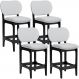 Kit 04 Banquetas Baixa Bar Cozinha E Sala De Jantar Fixa Betta L02 Preto Linho Cinza - Lyam Decor