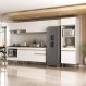 Cozinha Modulada Completa 357cm 6 Pçs com Balcão para Cooktop Veneza Multimóveis MP2272 Branco/Dourado