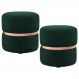 Kit 2 Puffs Decorativos Com Cinto Rosê Round B-303 Veludo Verde Musgo - Domi