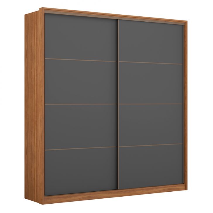 Guarda-roupa Casal Belga 2 Portas 3 Gavetas Grafito E Amendola