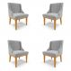 Kit 4 Cadeiras Decorativas Sala de Jantar Base Fixa de Madeira Firenze Suede Cinza/Castanho G19 - Gran Belo