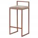 Banqueta Decorativa Jasmine Base Bronze Suede Cappuccino G41 - Gran Belo