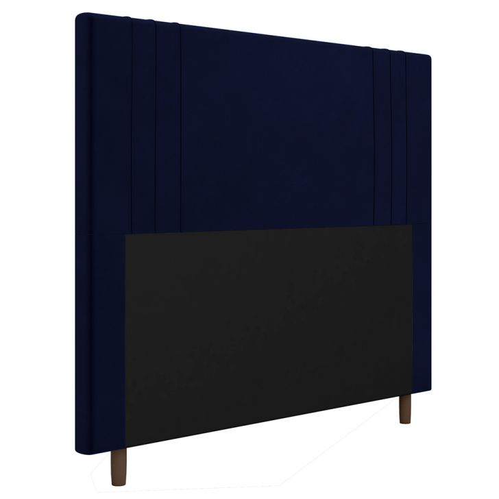 Cabeceira Cama Box Casal Ferrara 140cm Veludo Azul Marinho - Desk Design