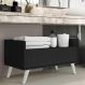 Gabinete Armário Banheiro 80 cm c/ Pés Retrô Multimóveis Preto/Branco