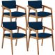 Kit 04 Cadeiras Para Sala de Jantar Estar Living Giorgia L02 Suede Azul Marinho - Lyam Decor