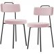 Kit 02 Cadeiras Decorativas Estofada Para Sala De Jantar Barcelona L02 Bouclê Rosê - Lyam Decor