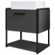 Gabinete Susp Banheiro 50 cm Com Cuba Preto Grafite P1009 PP