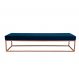 Banco | Banqueta 2 Lugares Giulia Veludo Azul e Dourado 160 cm