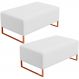 Kit 02 Puffs Decorativo Sala De Estar Cléo 90cm W01 Base Ferro Cobre Corano Branco - Lyam Decor