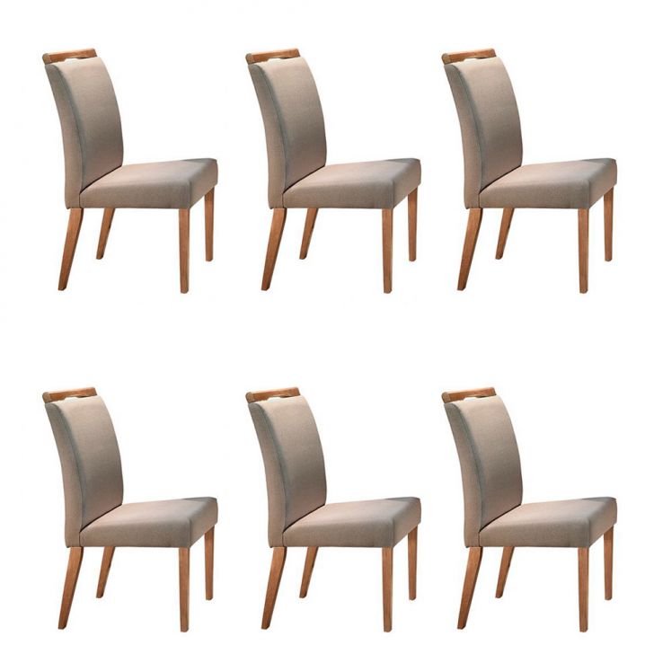Conjunto com 6 Cadeiras de Jantar Ciana Creme