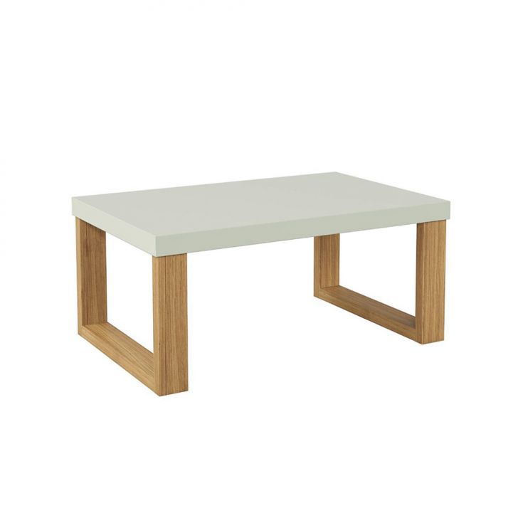 Mesa de Centro Retangular Lanes 100% MDF Off White e Freijó 67 cm