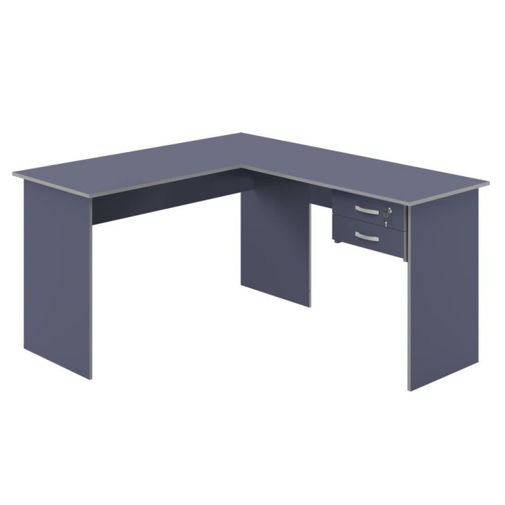 Mesa em L com Gaveta Mantel Azul