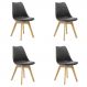 Kit 4 Cadeiras Saarinen Wood Com Estofamento Várias Cores - Preto