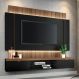Painel Home Suspenso 1.8 para TV até 55 Polegadas com Fita LED MDP/MDF Shawn Preto/Castanho G26 - Gran Belo