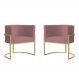 Kit 2 Poltronas Decorativa Sala de Estar Luana Base Gold Veludo Rosê - Montanaris Decor