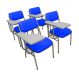 Kit com 4 Cadeiras Escolar Universitária para Auditórios Linha Hotel Smart Azul
