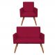 Kit Poltrona e Namoradeira Nina Suede Vermelho Pés Palito Castanho - Pallazio