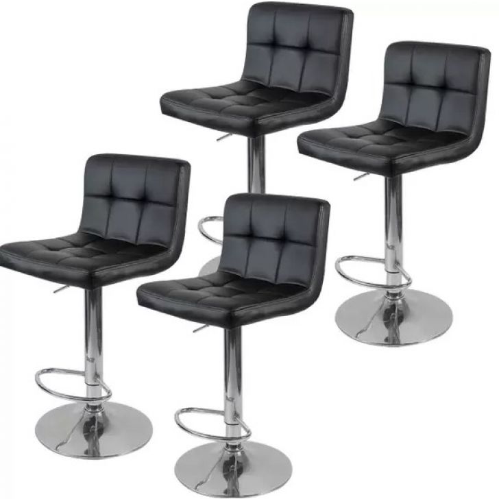Kit com 4 Banquetas Gomos Confort , Giratoria, com Regulagem de Altura Preta