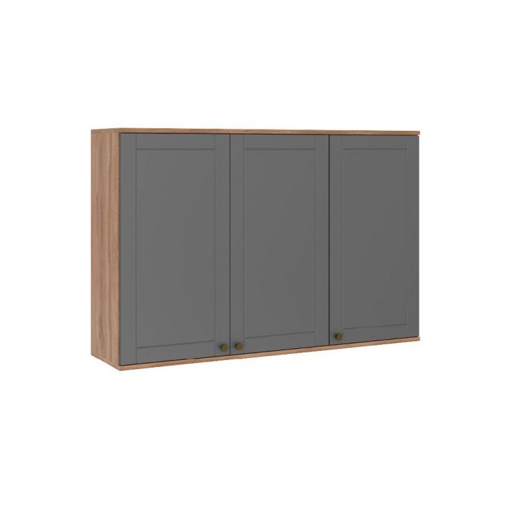 Armário Aéreo Milla 3 Portas Nog/Cinza 120cm Carraro