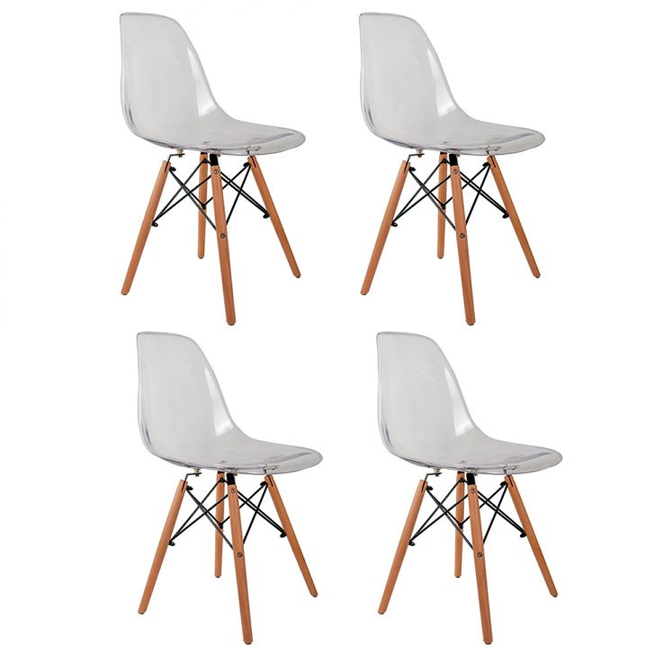 Conjunto com 4 Cadeiras Charles Eames Cristal