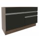 Balcão Gabinete de Pia Armário de Cozinha 120 cm 1 Porta 2 Gavetas Rustic/Preto Glamy Madesa