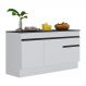 Balcão Cozinha Gabinete Pia 150cm com Rodapé 3 Portas 1 Gaveta Veneza Multimóveis V2107 Branco/Preto