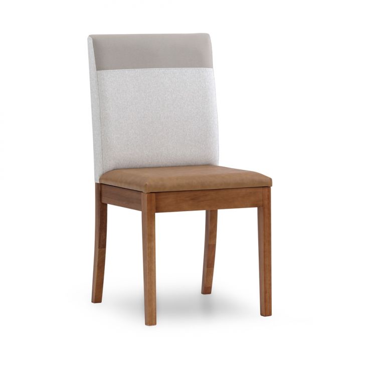 Cadeira Hazel Revestimento Sintético Caramelo e Bege