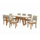 Image of Conjunto de Mesa de Jantar Retangular com Tampo de Vidro Off White Cinara e 8 Cadeiras Luna Jacquard Bege e Canela KA161TA43ZTKMOB
