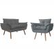 Combo Namoradeira Sofá 02 lugares mais 01 Poltrona decorativa Opalla Pés Palito Cinza - DS Estofados