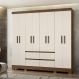 Guarda Roupa Casal 8 Portas com 4 gavetas Castanho Wood / Off White Belem - Moval