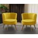Kit 2 Poltronas Para Sala Decorativa Isa Suede Amarelo Adonai Estofados