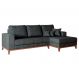 Sofá 3 Lugares Belgrado com Chaise Direito Linho Grafite 230 cm