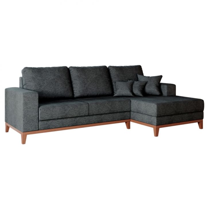 Image of Sofá 3 Lugares Belgrado Com Chaise Direito Linho Grafite 230 Cm PLA-MO173UP43HYEMOB