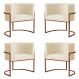 Kit 4 Poltronas Decorativa Luana Base Bronze Veludo Bege - Montanaris Decor