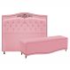 Kit Cabeceira e Calçadeira Yasmim 90 cm Solteiro Suede Rosa Bebê - Amarena Móveis